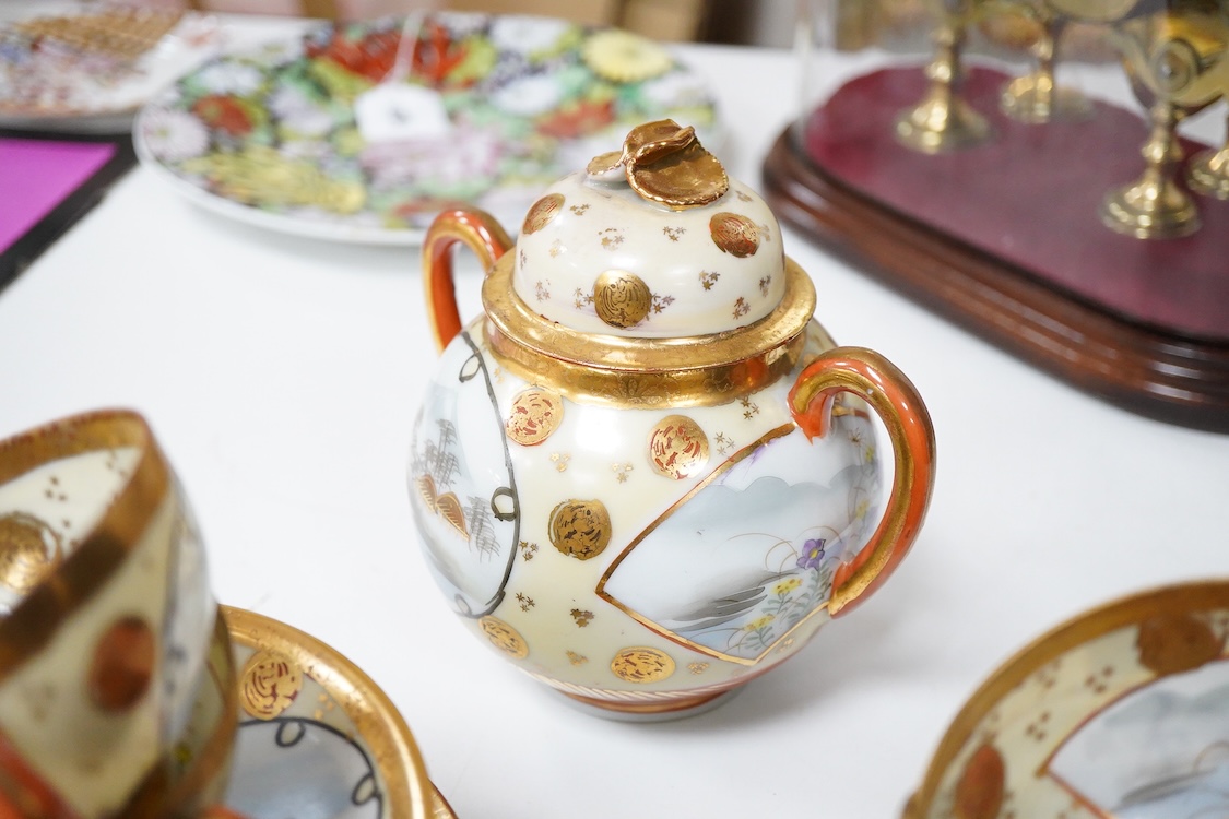 A Japanese Kutani eggshell nine cup part teaset